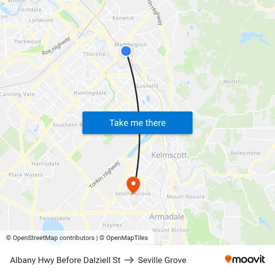 Albany Hwy Before Dalziell St to Seville Grove map