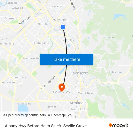 Albany Hwy Before Helm St to Seville Grove map