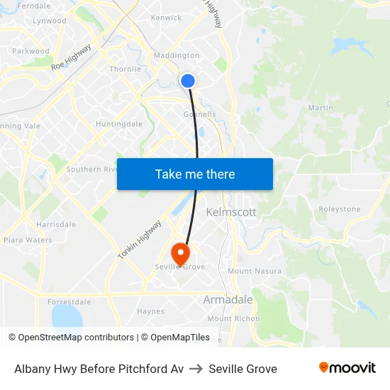 Albany Hwy Before Pitchford Av to Seville Grove map