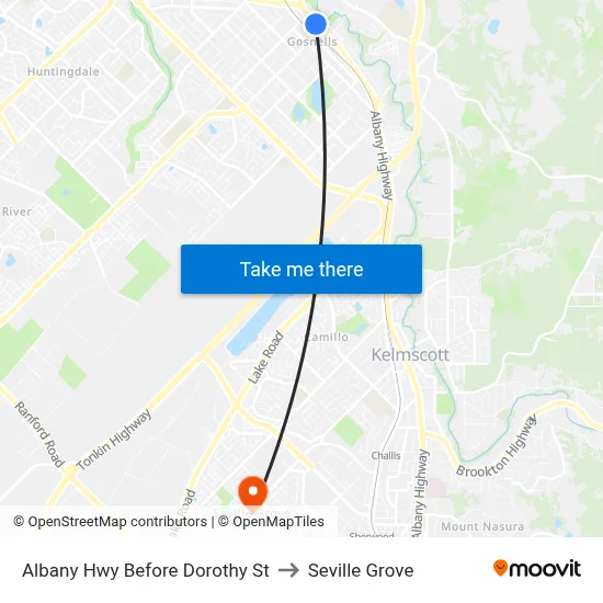Albany Hwy Before  Dorothy  St to Seville Grove map