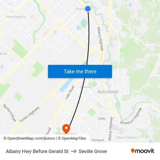Albany Hwy Before Gerald St to Seville Grove map