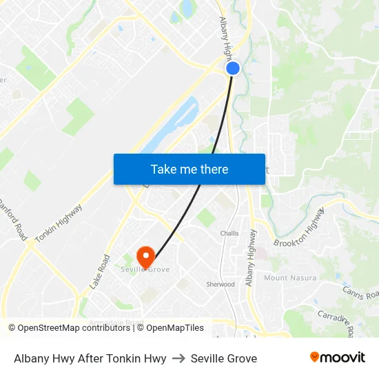 Albany Hwy After Tonkin Hwy to Seville Grove map