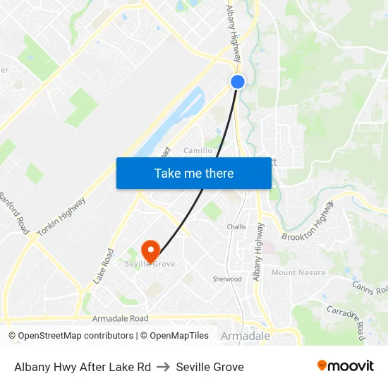 Albany Hwy After Lake Rd to Seville Grove map