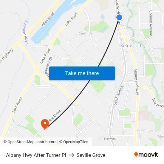 Albany Hwy After Turner Pl to Seville Grove map