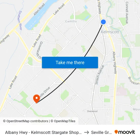Albany Hwy - Kelmscott Stargate Shopping Ctr to Seville Grove map