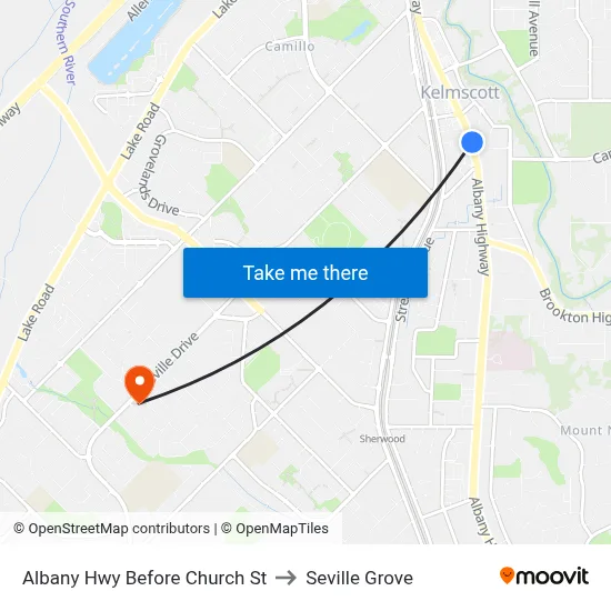 Albany Hwy Before Church St to Seville Grove map