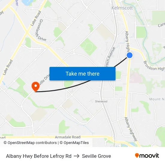 Albany Hwy Before Lefroy Rd to Seville Grove map