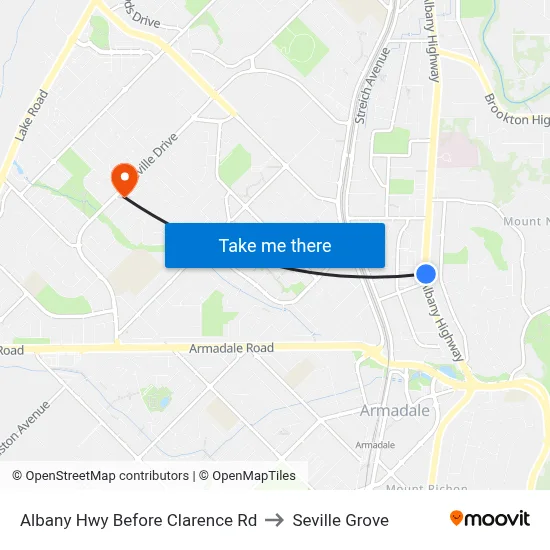 Albany Hwy Before Clarence Rd to Seville Grove map