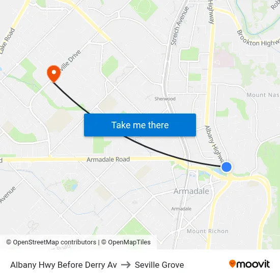 Albany Hwy Before Derry Av to Seville Grove map