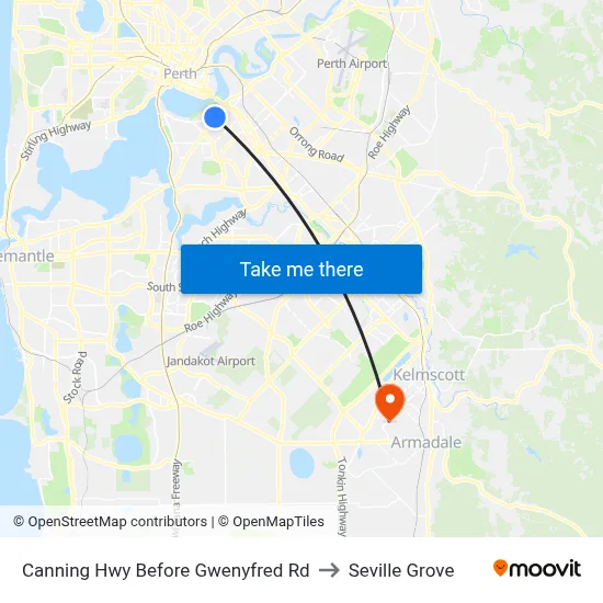 Canning Hwy Before Gwenyfred Rd to Seville Grove map