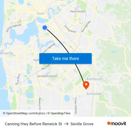Canning Hwy Before Renwick St to Seville Grove map