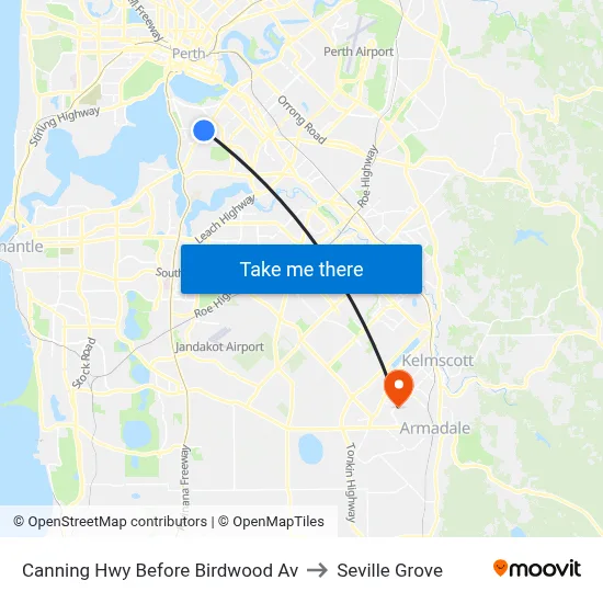 Canning Hwy Before Birdwood Av to Seville Grove map