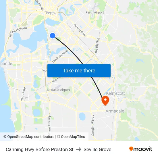 Canning Hwy Before Preston St to Seville Grove map
