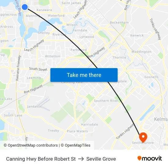 Canning Hwy Before Robert St to Seville Grove map