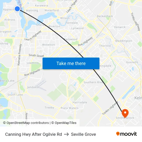 Canning Hwy After Ogilvie Rd to Seville Grove map