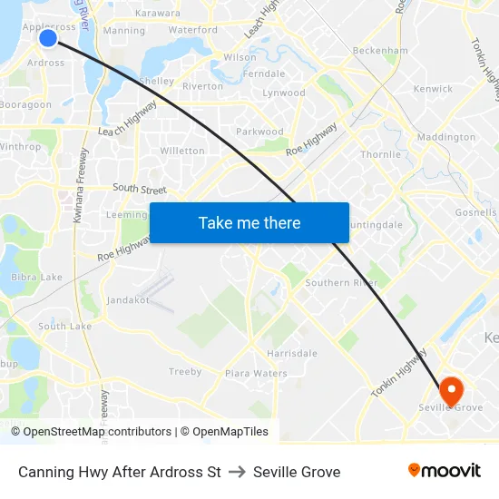 Canning Hwy After Ardross St to Seville Grove map