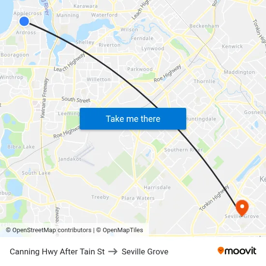 Canning Hwy After Tain St to Seville Grove map