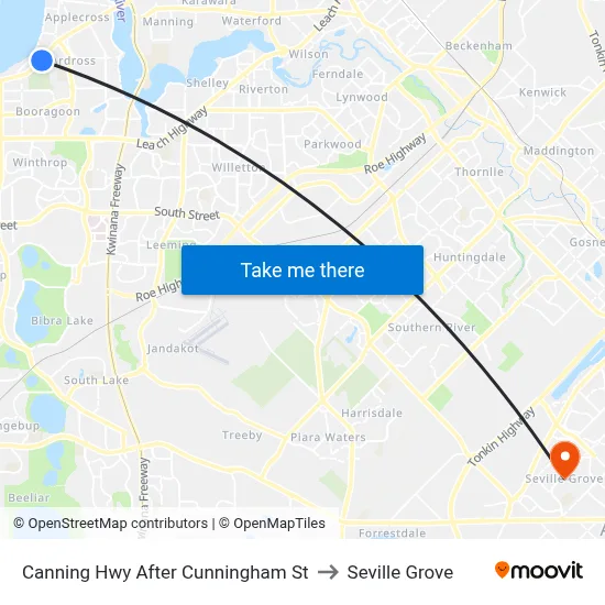 Canning Hwy After Cunningham St to Seville Grove map