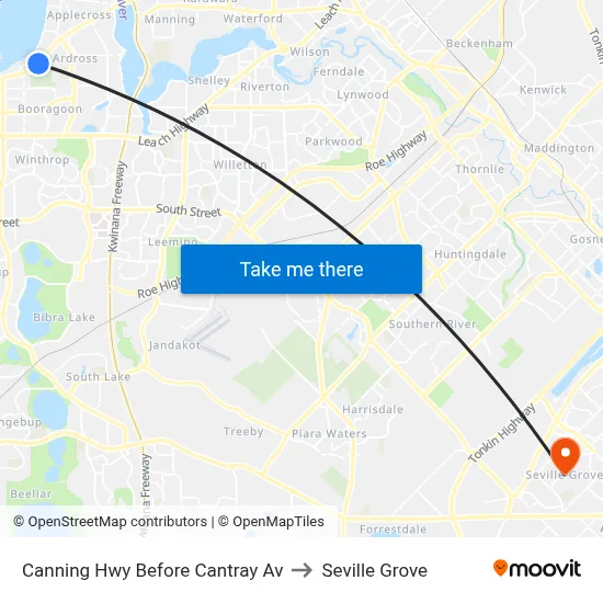 Canning Hwy Before Cantray Av to Seville Grove map