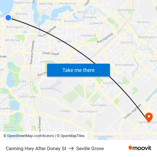 Canning Hwy After Doney St to Seville Grove map