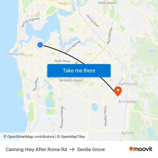 Canning Hwy After Rome Rd to Seville Grove map