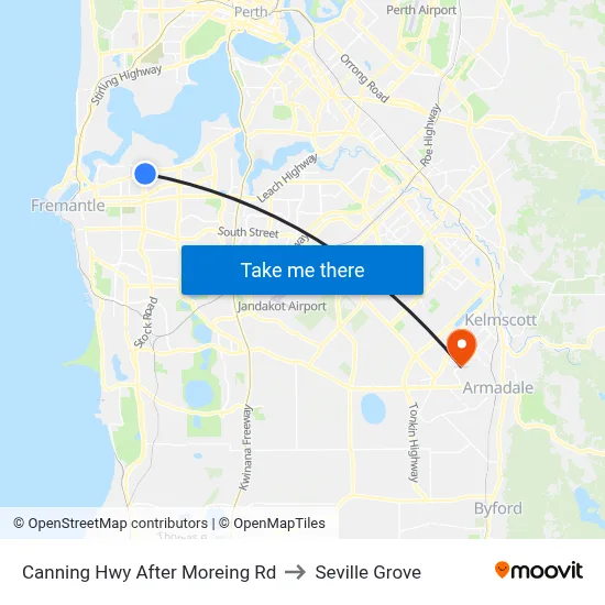 Canning Hwy After Moreing Rd to Seville Grove map