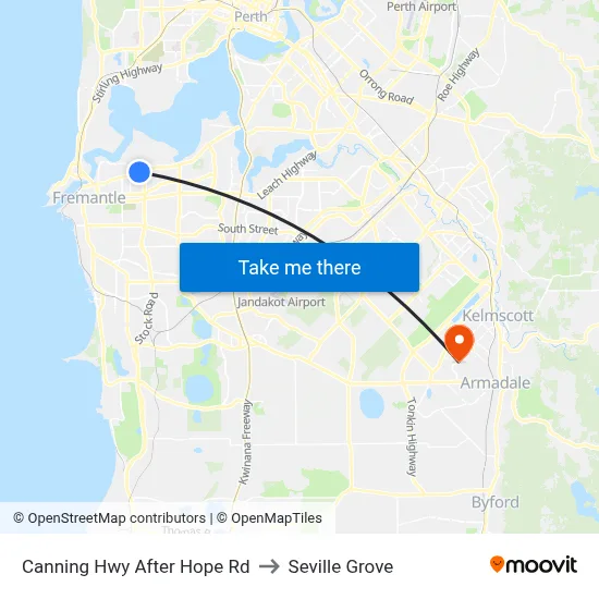 Canning Hwy After Hope Rd to Seville Grove map