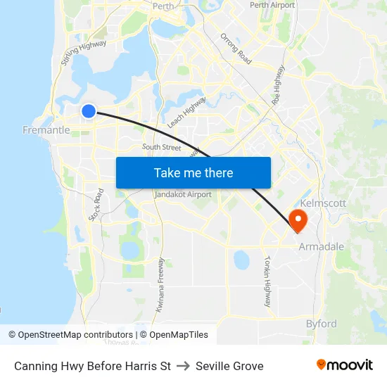 Canning Hwy Before Harris St to Seville Grove map