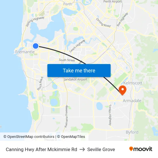 Canning Hwy After Mckimmie Rd to Seville Grove map