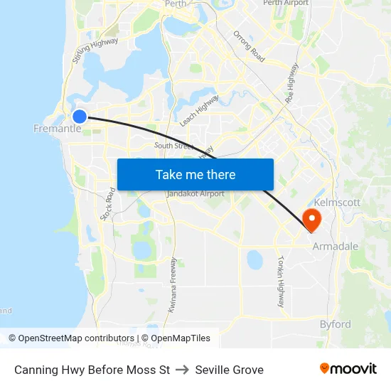 Canning Hwy Before Moss St to Seville Grove map