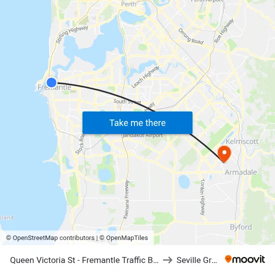 Queen Victoria St - Fremantle Traffic Bridge to Seville Grove map