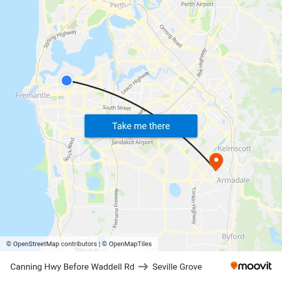 Canning Hwy Before Waddell Rd to Seville Grove map