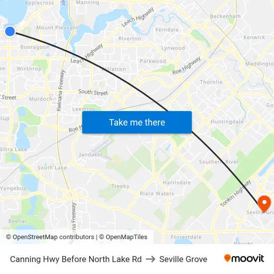 Canning Hwy Before North Lake Rd to Seville Grove map