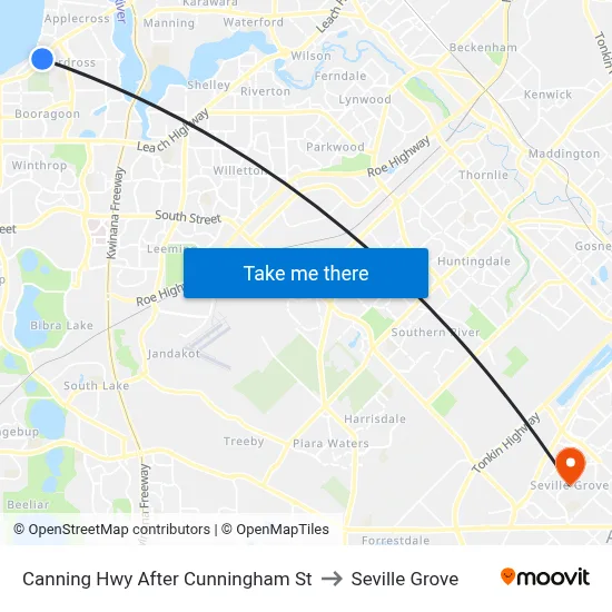 Canning Hwy After Cunningham St to Seville Grove map