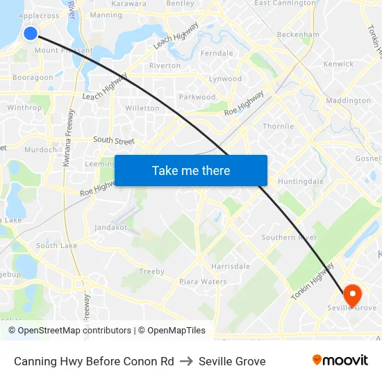 Canning Hwy Before Conon Rd to Seville Grove map
