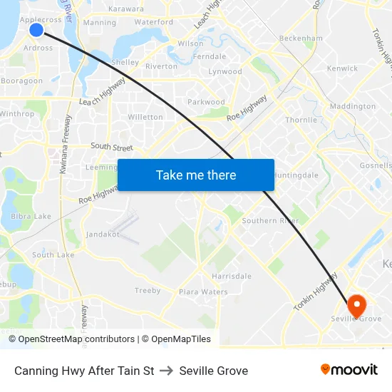 Canning Hwy After Tain St to Seville Grove map