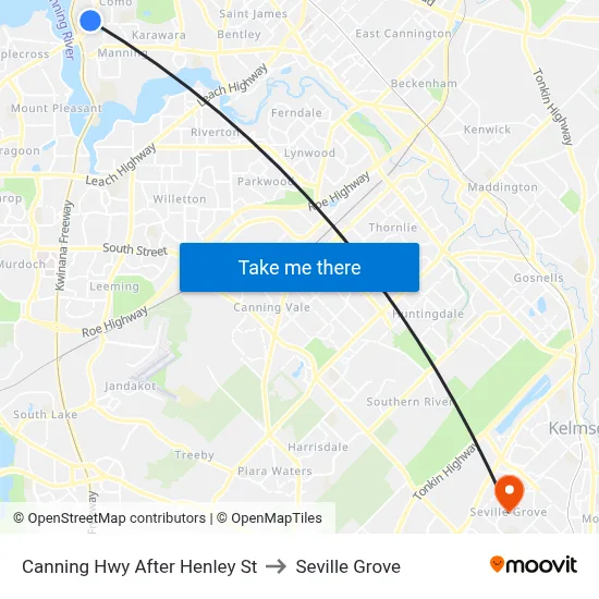Canning Hwy After Henley St to Seville Grove map