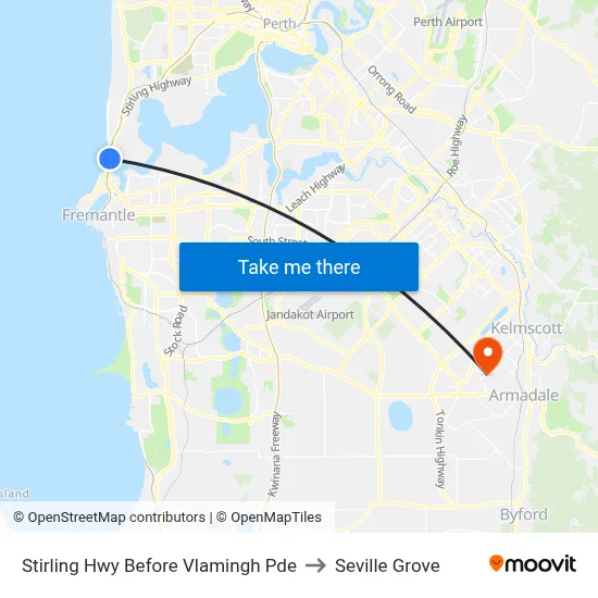 Stirling Hwy Before Vlamingh Pde to Seville Grove map