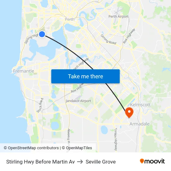 Stirling Hwy Before Martin Av to Seville Grove map