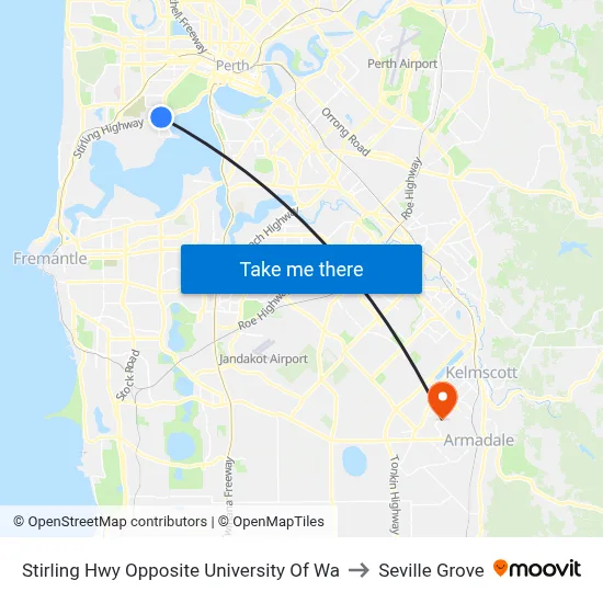 Stirling Hwy Opposite University Of Wa to Seville Grove map