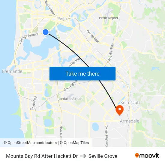 Mounts Bay Rd After Hackett Dr to Seville Grove map