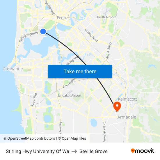 Stirling Hwy University Of Wa to Seville Grove map