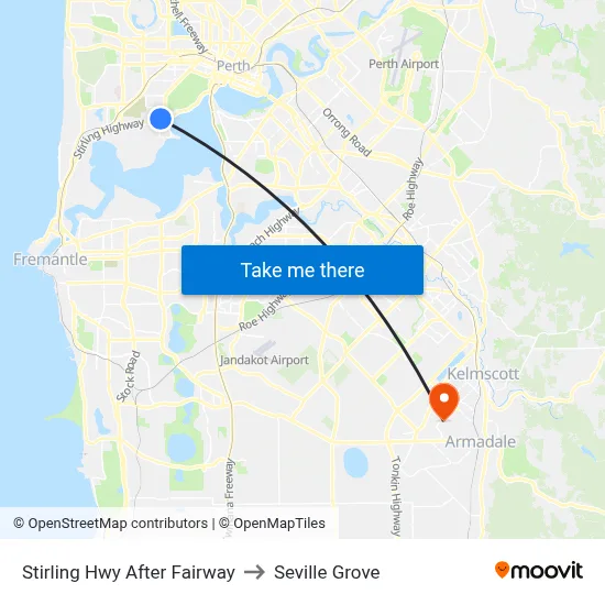Stirling Hwy After Fairway to Seville Grove map