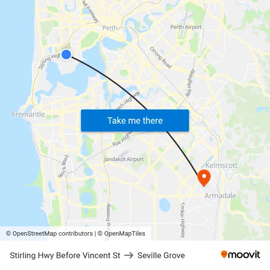 Stirling Hwy Before Vincent St to Seville Grove map