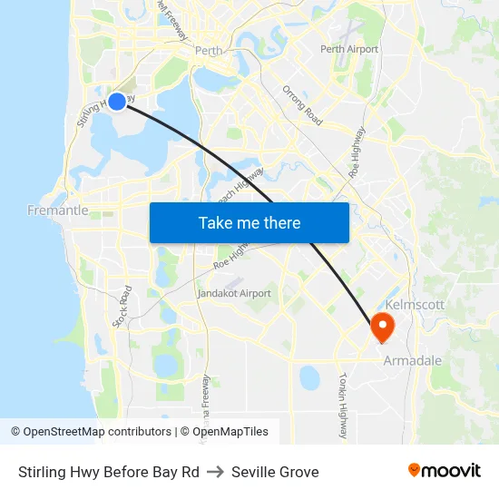 Stirling Hwy Before Bay Rd to Seville Grove map
