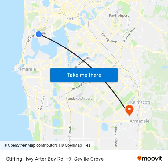 Stirling Hwy After Bay Rd to Seville Grove map