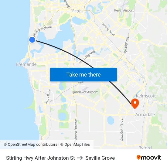 Stirling Hwy After Johnston St to Seville Grove map