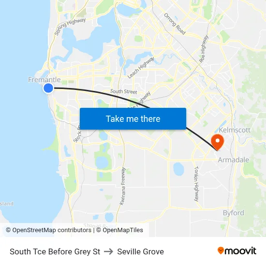 South Tce Before Grey St to Seville Grove map