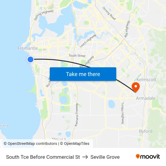 South Tce Before Commercial St to Seville Grove map