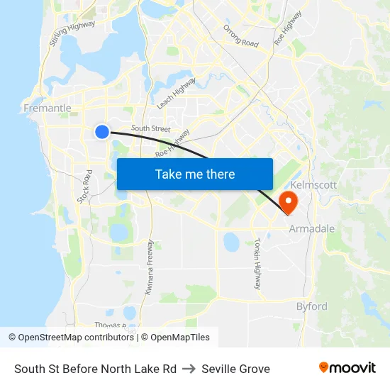 South St Before North Lake Rd to Seville Grove map